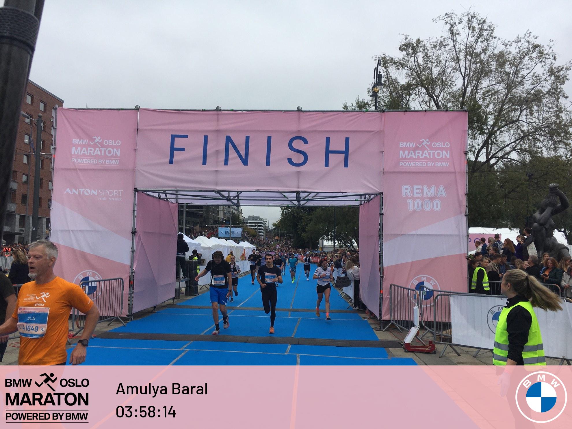 Amulya Baral running at the Oslo Marathon